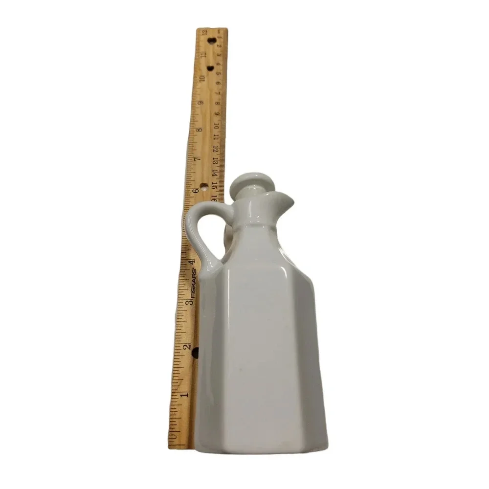 XCell White Ceramic farmhouse style Oil Or Vinegar Cruet Mini Pitcher 6 in. - Picture 5 of 8